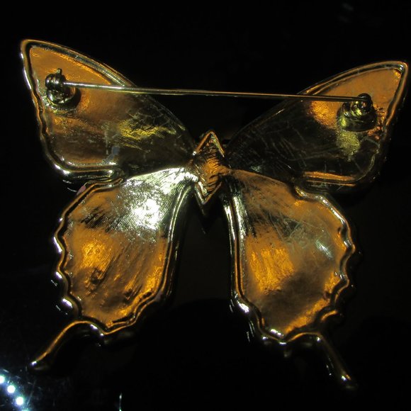 Vintage LARGE Enamel Butterfly PINK with Multi-Coloured Rhinestone BROOCH - Picture 4 of 4